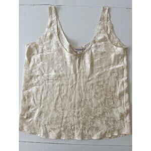 Private Luxuries Silk Tank Top Women M Cream Floral Lightweight Business Party